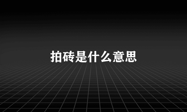 拍砖是什么意思