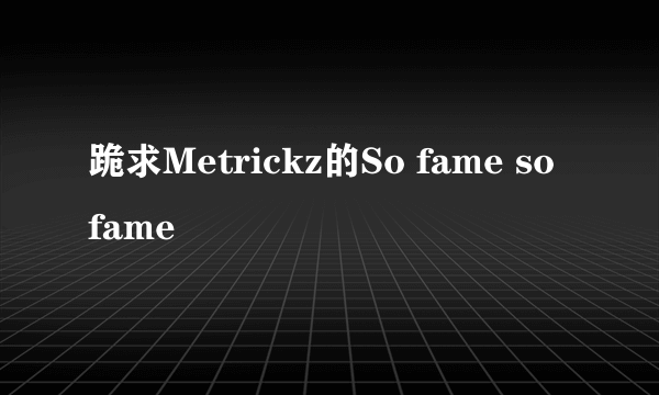 跪求Metrickz的So fame so fame