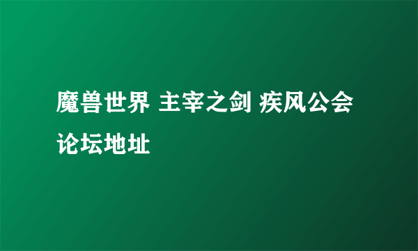 魔兽世界 主宰之剑 疾风公会论坛地址