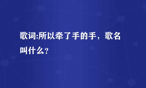 歌词:所以牵了手的手，歌名叫什么？