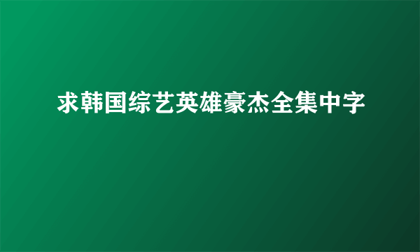 求韩国综艺英雄豪杰全集中字