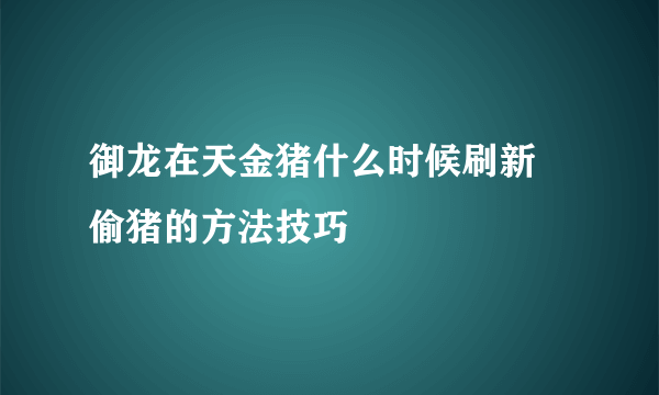 御龙在天金猪什么时候刷新 偷猪的方法技巧