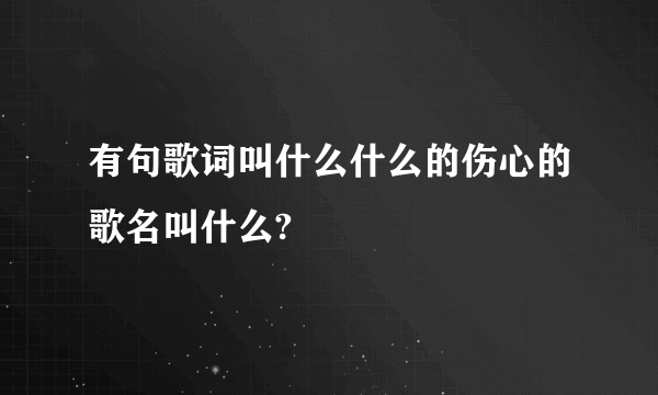 有句歌词叫什么什么的伤心的歌名叫什么?