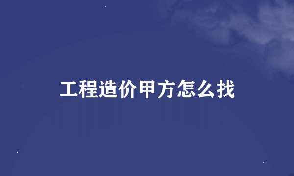 工程造价甲方怎么找