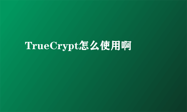 TrueCrypt怎么使用啊