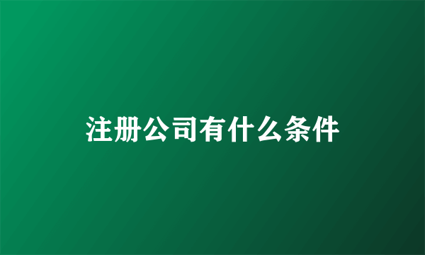 注册公司有什么条件