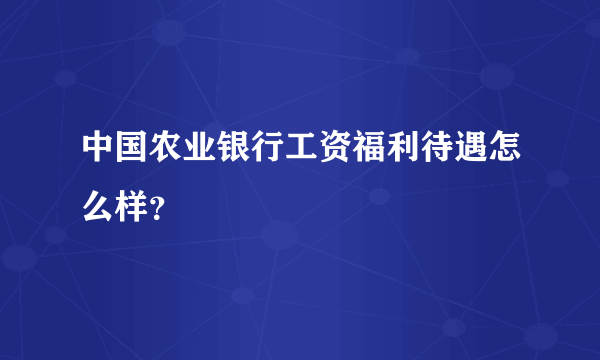 中国农业银行工资福利待遇怎么样？