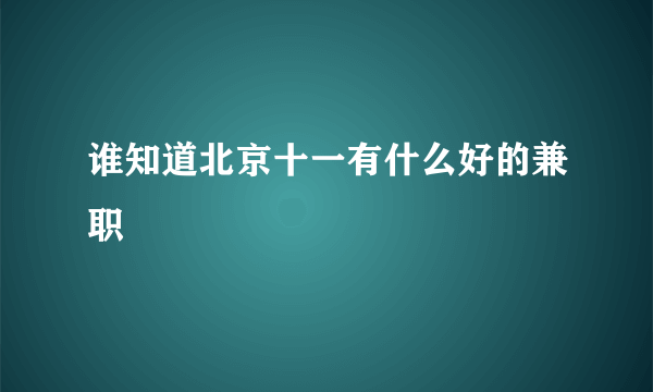 谁知道北京十一有什么好的兼职