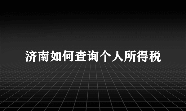 济南如何查询个人所得税