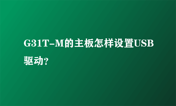 G31T-M的主板怎样设置USB驱动？