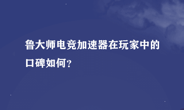 鲁大师电竞加速器在玩家中的口碑如何？