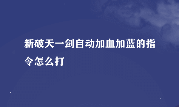 新破天一剑自动加血加蓝的指令怎么打