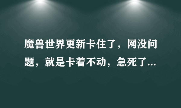 魔兽世界更新卡住了，网没问题，就是卡着不动，急死了！！！！怎么办啊？？