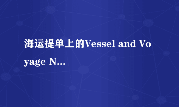 海运提单上的Vessel and Voyage Number是什么意思啊