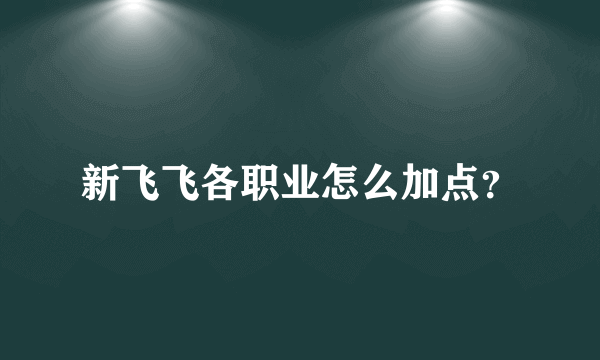 新飞飞各职业怎么加点？