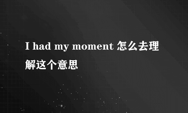 I had my moment 怎么去理解这个意思