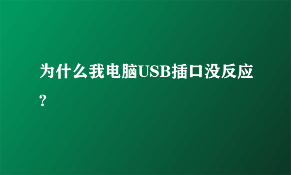 为什么我电脑USB插口没反应?