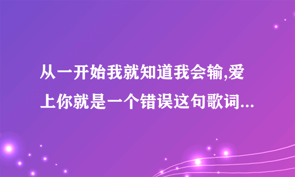 从一开始我就知道我会输,爱上你就是一个错误这句歌词是什么歌曲里面的？