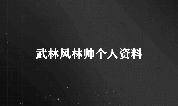 武林风林帅个人资料