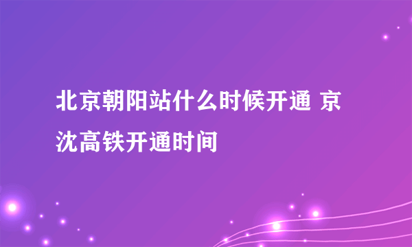 北京朝阳站什么时候开通 京沈高铁开通时间