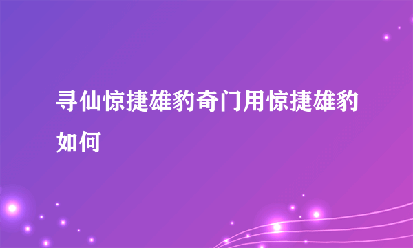 寻仙惊捷雄豹奇门用惊捷雄豹如何