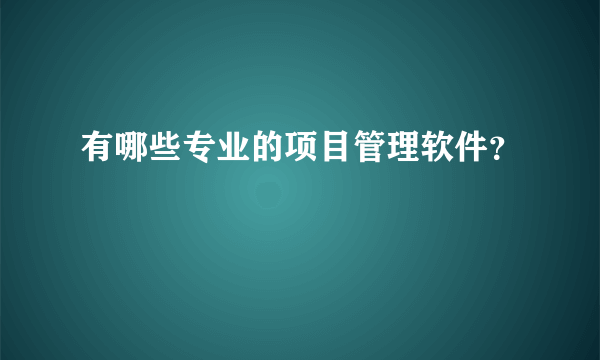 有哪些专业的项目管理软件？