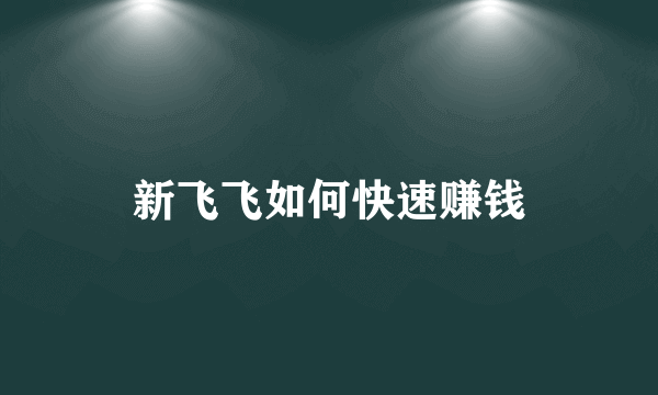 新飞飞如何快速赚钱