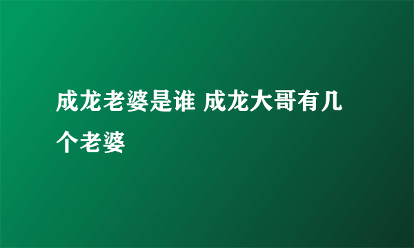 成龙老婆是谁 成龙大哥有几个老婆