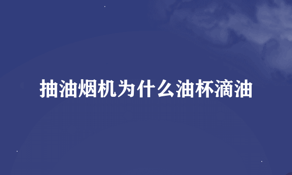 抽油烟机为什么油杯滴油