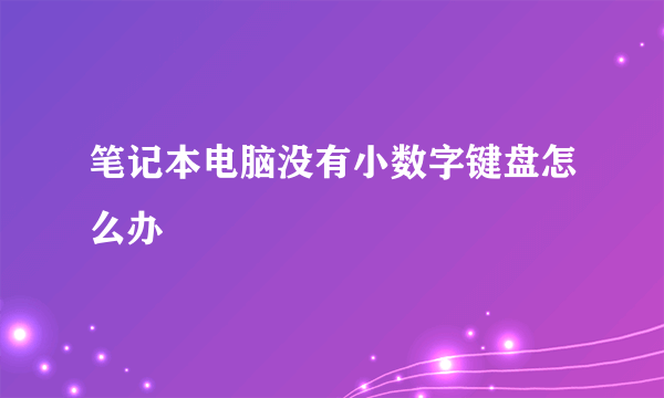 笔记本电脑没有小数字键盘怎么办