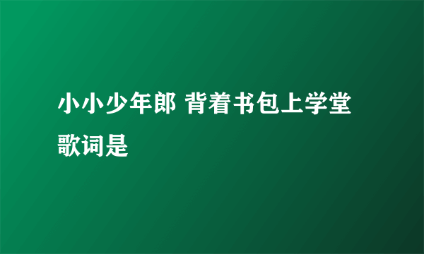 小小少年郎 背着书包上学堂歌词是