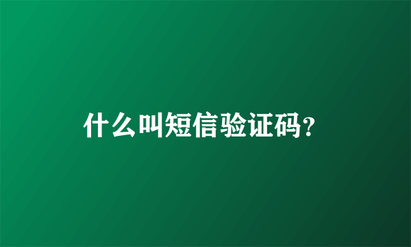 什么叫短信验证码？