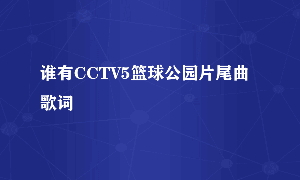 谁有CCTV5篮球公园片尾曲歌词