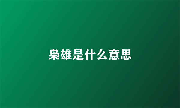 枭雄是什么意思