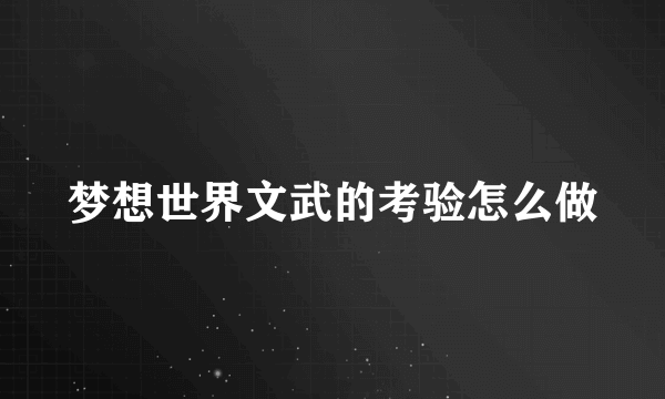 梦想世界文武的考验怎么做