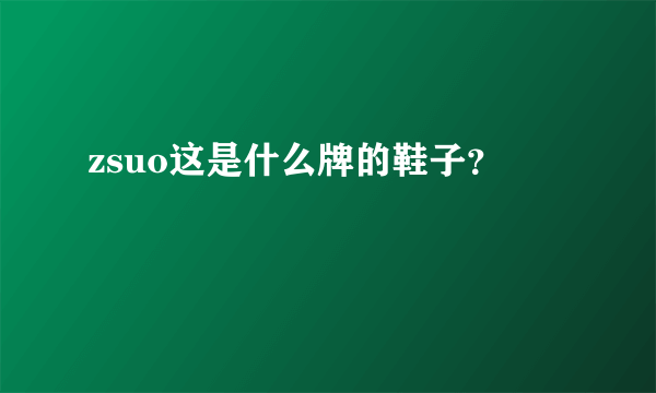 zsuo这是什么牌的鞋子？