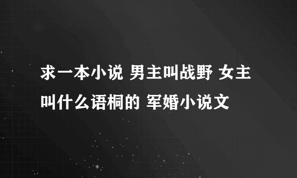 求一本小说 男主叫战野 女主叫什么语桐的 军婚小说文