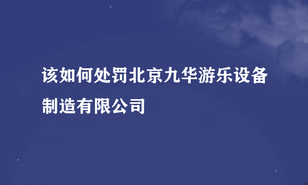 该如何处罚北京九华游乐设备制造有限公司