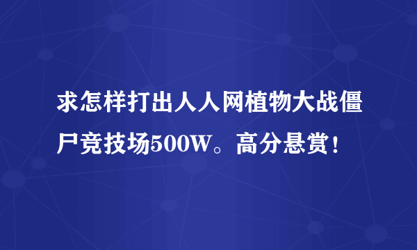 求怎样打出人人网植物大战僵尸竞技场500W。高分悬赏！