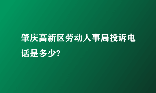 肇庆高新区劳动人事局投诉电话是多少?