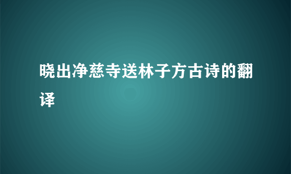 晓出净慈寺送林子方古诗的翻译