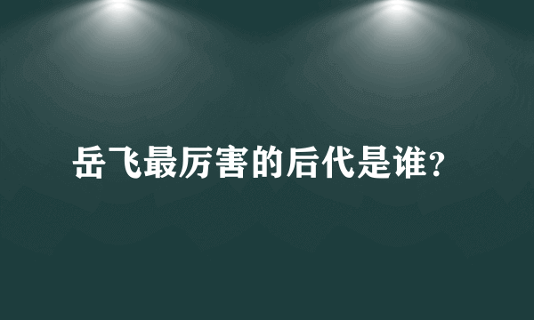 岳飞最厉害的后代是谁？