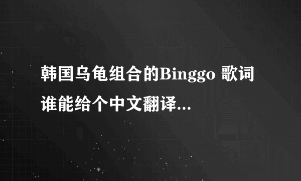 韩国乌龟组合的Binggo 歌词 谁能给个中文翻译,注意,是中文翻译,不是音译