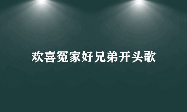 欢喜冤家好兄弟开头歌