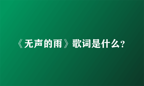 《无声的雨》歌词是什么？