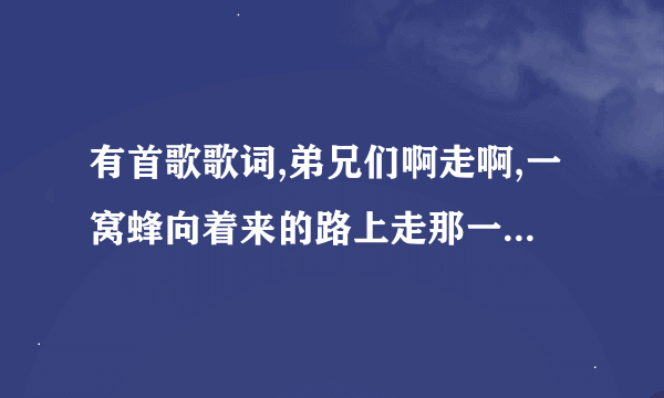 有首歌歌词,弟兄们啊走啊,一窝蜂向着来的路上走那一个也不要落后,落后就要被.......