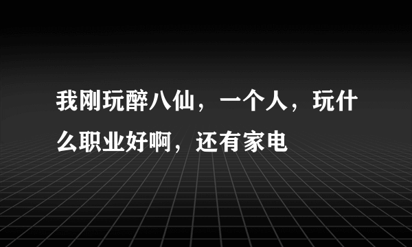 我刚玩醉八仙，一个人，玩什么职业好啊，还有家电