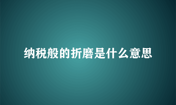 纳税般的折磨是什么意思