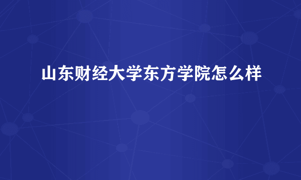 山东财经大学东方学院怎么样