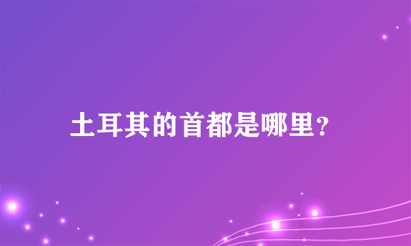 土耳其的首都是哪里？